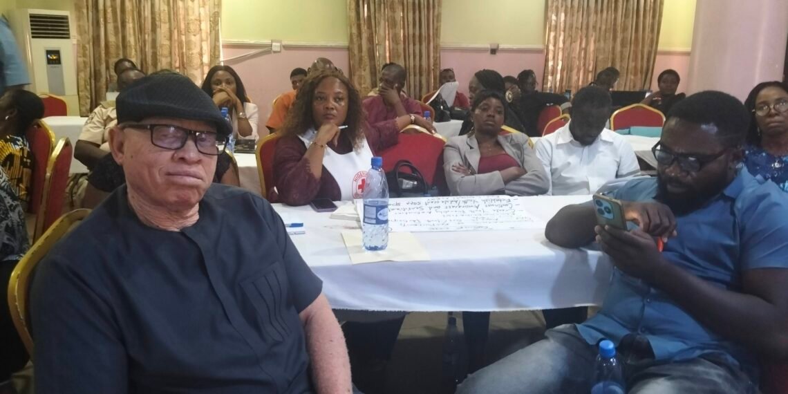 Photo of the Founder of OAIDC at a two day training programme on Complaints and Feedback Mechanisms (CFM) for stakeholders in Internally Displaced Persons (IDP) camps across the state